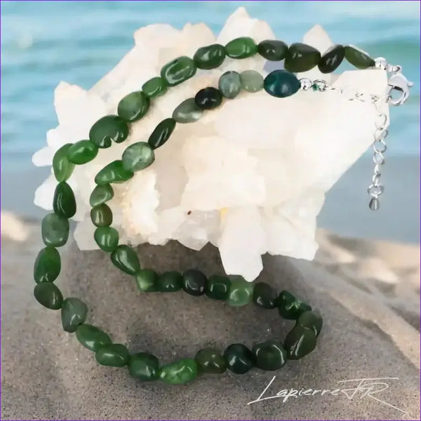 Collier pierres naturelles en Jade vert - La Pierre FR