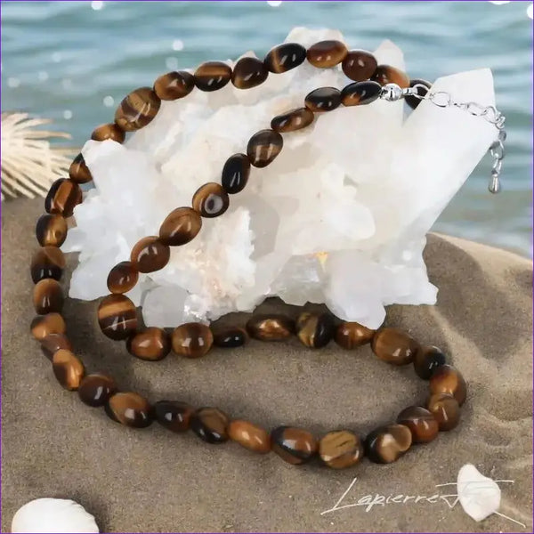 Collier pierres naturelles en Œil de Tigre - La Pierre FR