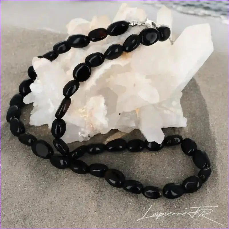 Collier pierres naturelles en Onyx noir - La Pierre FR