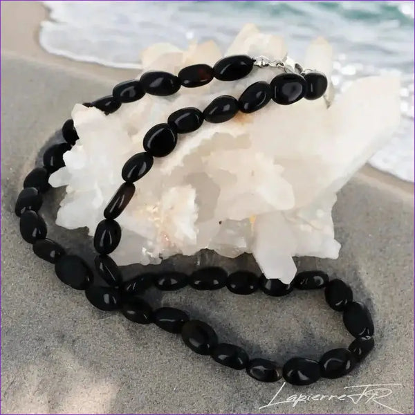 Collier pierres naturelles en Onyx noir - La Pierre FR