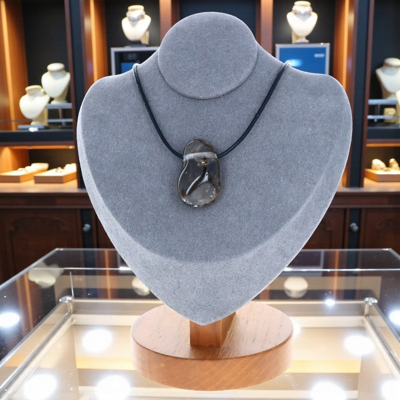Collier en Quartz fumé, pierre naturelle polie