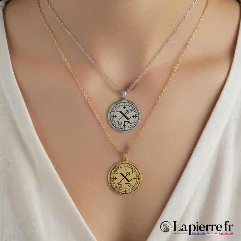 Collier sceau de l’Archange Samuel sans pierre pour homme ou femme
