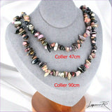 Collier femme (Arc-en-Ciel de Joie) en Tourmaline multicolore baroque, bijou de joie et de guérison.