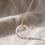 Collier Cristal de Roche, Donut 17 mm sur Chaîne Acier Doré