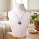 Collier Pendentif Trèfle à 4 Feuilles en Nacre Naturelle Bleue
