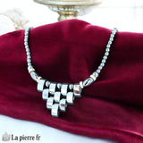 Collier Triangle en Hématite et Strass