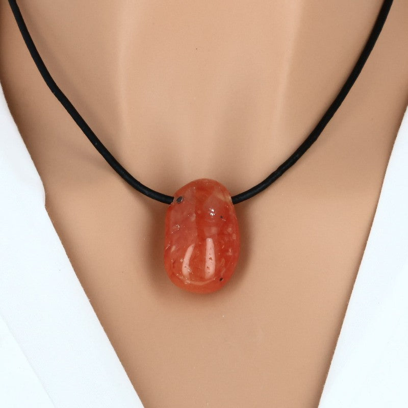 Cornaline roulée percée, pierre naturelle pour bijou