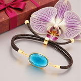 Bracelet Apatite bleue ÉCLIPSE® – pierre naturelle ovale facettée sur cordon réglable