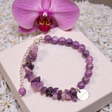 Bracelet Améthyste DUO® – pierre baroque et perles rondes