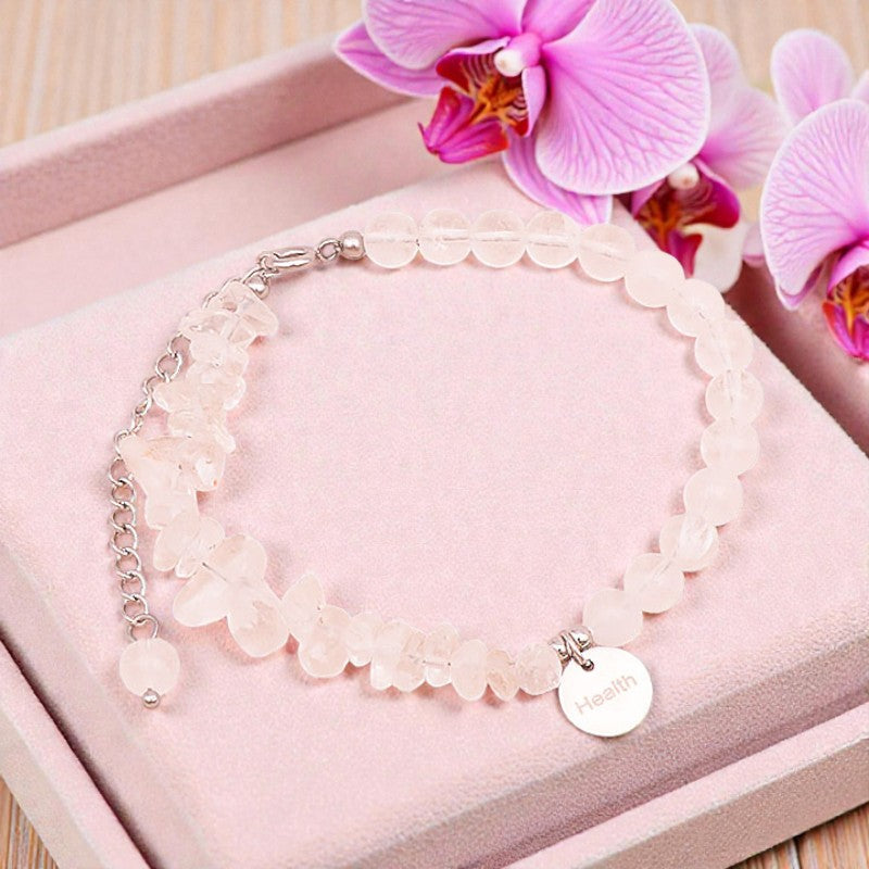 Détail du bracelet Cristal de roche DUO® avec chaîne réglable en acier inoxydable