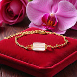 Bracelet Cristal de roche LINE® – pierre blanche tube facettée sur chaîne dorée