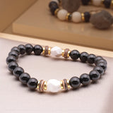 Bracelet perles Onyx noir & Howlite blanche homme