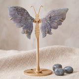 Papillon Décoratif en Labradorite sur Socle Doré, 14 à 16 cm