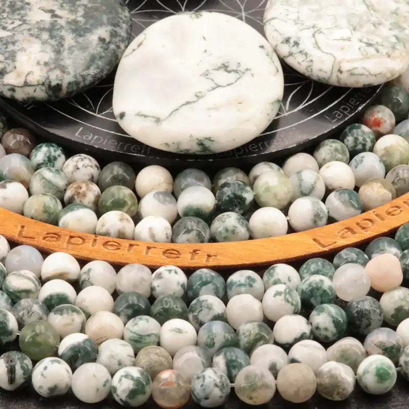 Fil de perles agate arbre 4 mm pour la création de bijoux