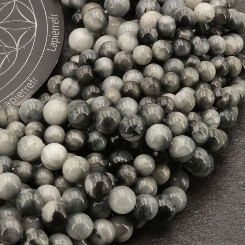 Fil de perles chrysobéryl œil d'aigle 6 mm pour la création de bijoux