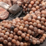 Grosses perles Pierre de Lune Noire 10 mm, Qualité AAA