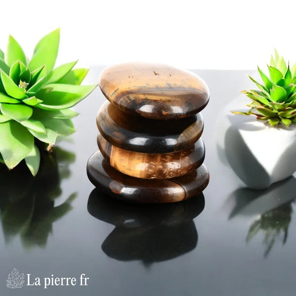 Galet pierre œil de tigre naturelle – La Pierre FR, symbole de force, courage et protection en lithothérapie.