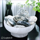 Galet plat en Agate Mousse, pierre de lithothérapie pour l'harmonie émotionnelle