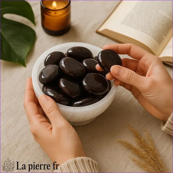 grenat rouge en galet plat pour le massage et lithothérapie 