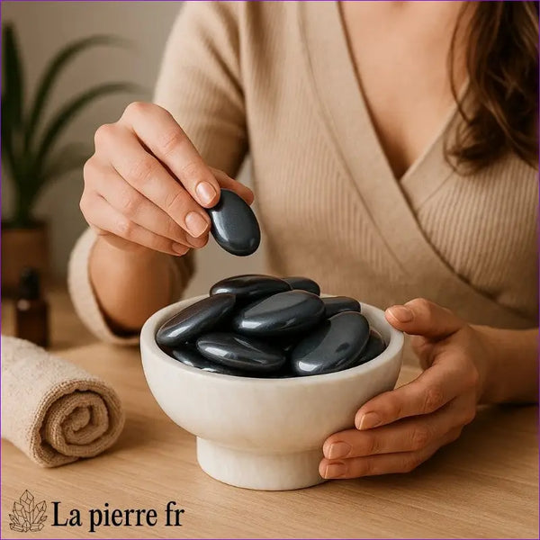 pierre hématite en forme de galet plat 