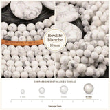 Grosses perles Howlite Blanche 10 mm, Qualité AAA