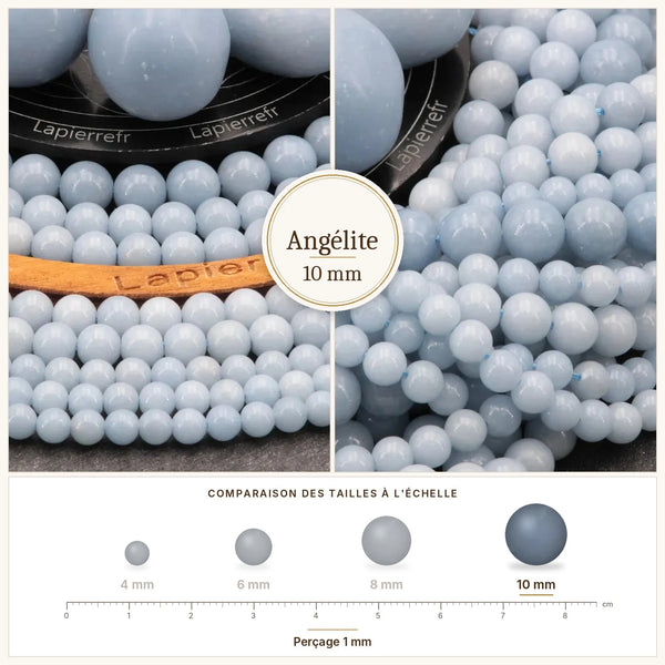 Grosses perles bleu ciel en angélite de 10 mm