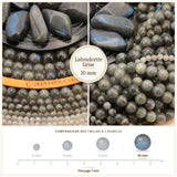 Grosses perles Labradorite Grise 10 mm, Qualité AA+