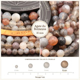 Grosses perles Agate du Botswana 10 mm, Qualité AAA