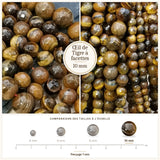 Grosses perles Œil de Tigre à facettes 10 mm