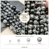 Grosses perles Obsidienne Neige à facettes 10 mm