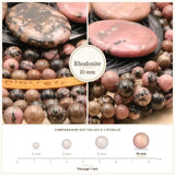 Grosses perles Rhodonite 10 mm, Qualité AAA