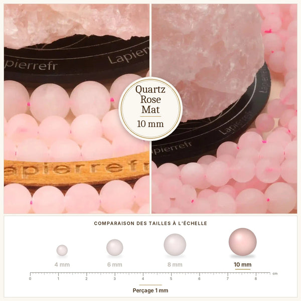 Grosses perles rose tendre en quartz rose mat 10 mm