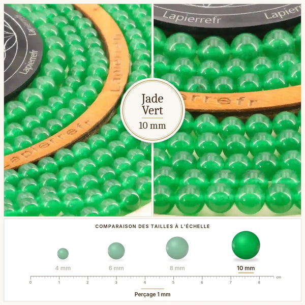 Grosses perles vertes en jade naturel de 10 mm pour bracelet affirmé