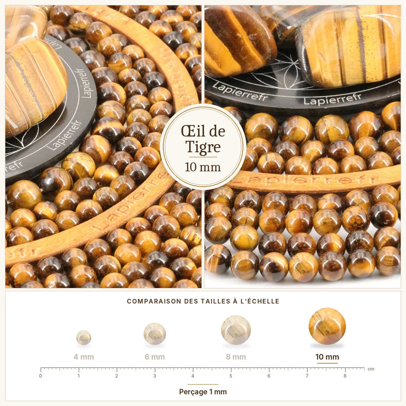 Vidéo des grosses perles œil de tigre 10 mm