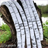Howlite blanche : Perles en pierre naturelle ronde et plate 6mm 