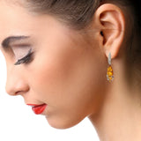 Boucles d'Oreilles Ambre Marquise 24 mm, Argent 925 Rhodié (Merak)