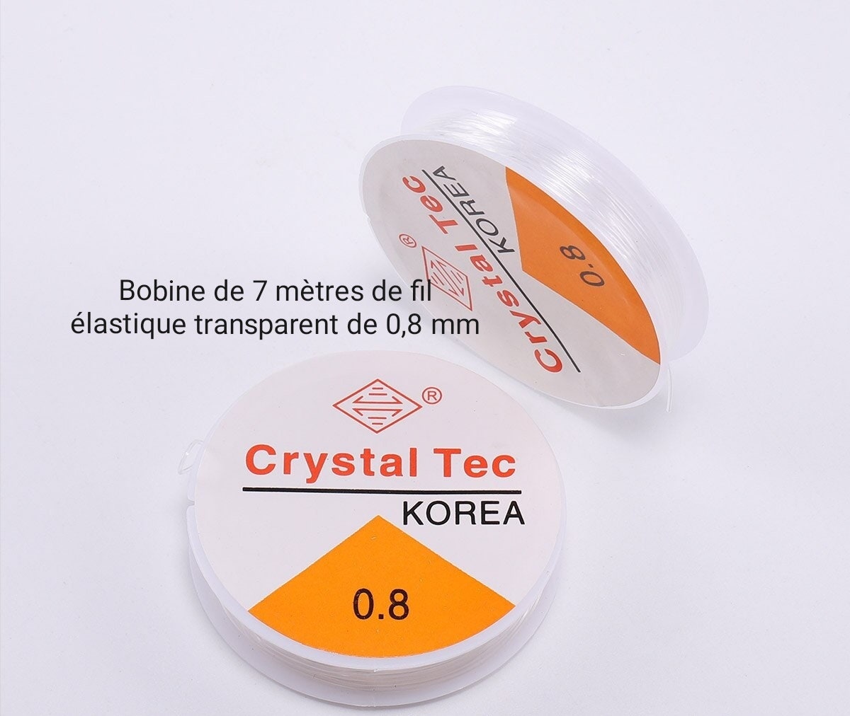 2 Bobines de fil élastique transparent de 0,6mm à 1mm pour la fabrication de bracelet ou collier