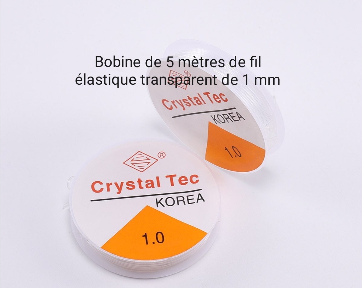 2 Bobines de fil élastique transparent de 0,6mm à 1mm pour la fabrication de bracelet ou collier