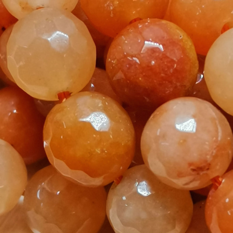 Perles d'aventurine orange facettées et percées pour création de bijoux
