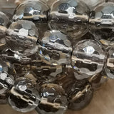 Perles de Quartz Fumé facettées 6, 8 et 10 mm — Fil de 36 cm