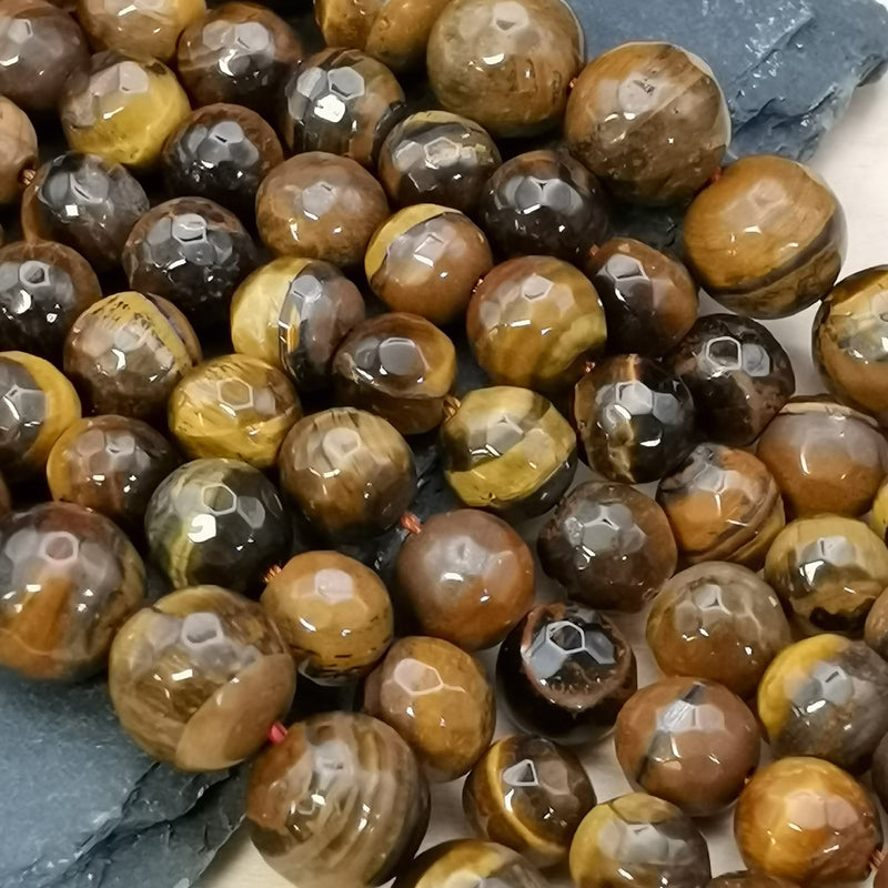 Perles naturelles d'œil de tigre pour bijoux