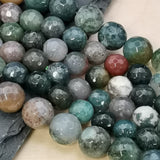 Perles d'Agate Indienne facettées 4, 6, 8 et 10 mm — Fil de 36 cm
