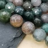 Perles d'Agate Indienne facettées 4, 6, 8 et 10 mm — Fil de 36 cm