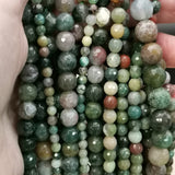 Perles d'Agate Indienne facettées 4, 6, 8 et 10 mm — Fil de 36 cm