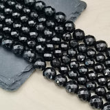 Perles d'Onyx Noir facettées 4, 6, 8 et 10 mm — Fil de 36 cm