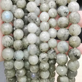 Perles de Labradorite facettées 4, 6, 8 et 10 mm — Fil de 36 cm