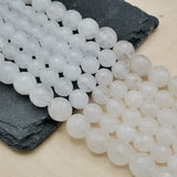 Perles de Jade Blanc Néphrite facettées 4, 6, 8 et 10 mm — Fil de 36 cm
