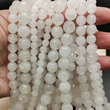 Perles de Jade Blanc Néphrite facettées 4, 6, 8 et 10 mm — Fil de 36 cm
