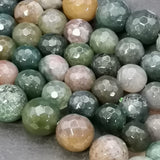 Perles d'Agate Indienne facettées 4, 6, 8 et 10 mm — Fil de 36 cm