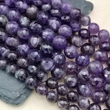 Perles d'Améthyste facettées 4, 6, 8 et 10 mm — Fil de 36 cm